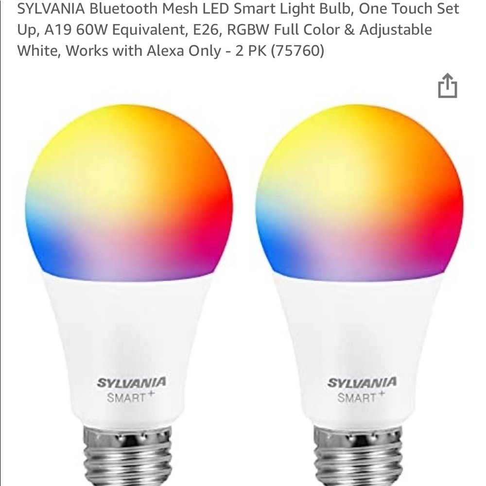 SYLVANIA Bluetooth Mesh LED Smart Light Bulb (MULTICOLOR)